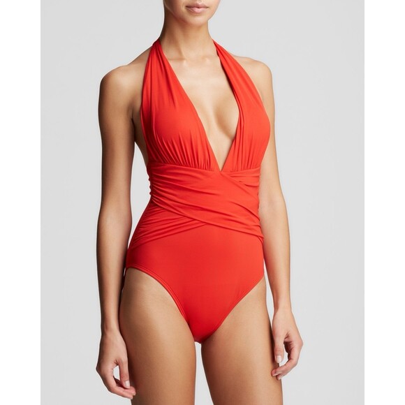 La Blanca Halter Twist Bathing Suit XL One Piece Red Women’s - Picture 1 of 9